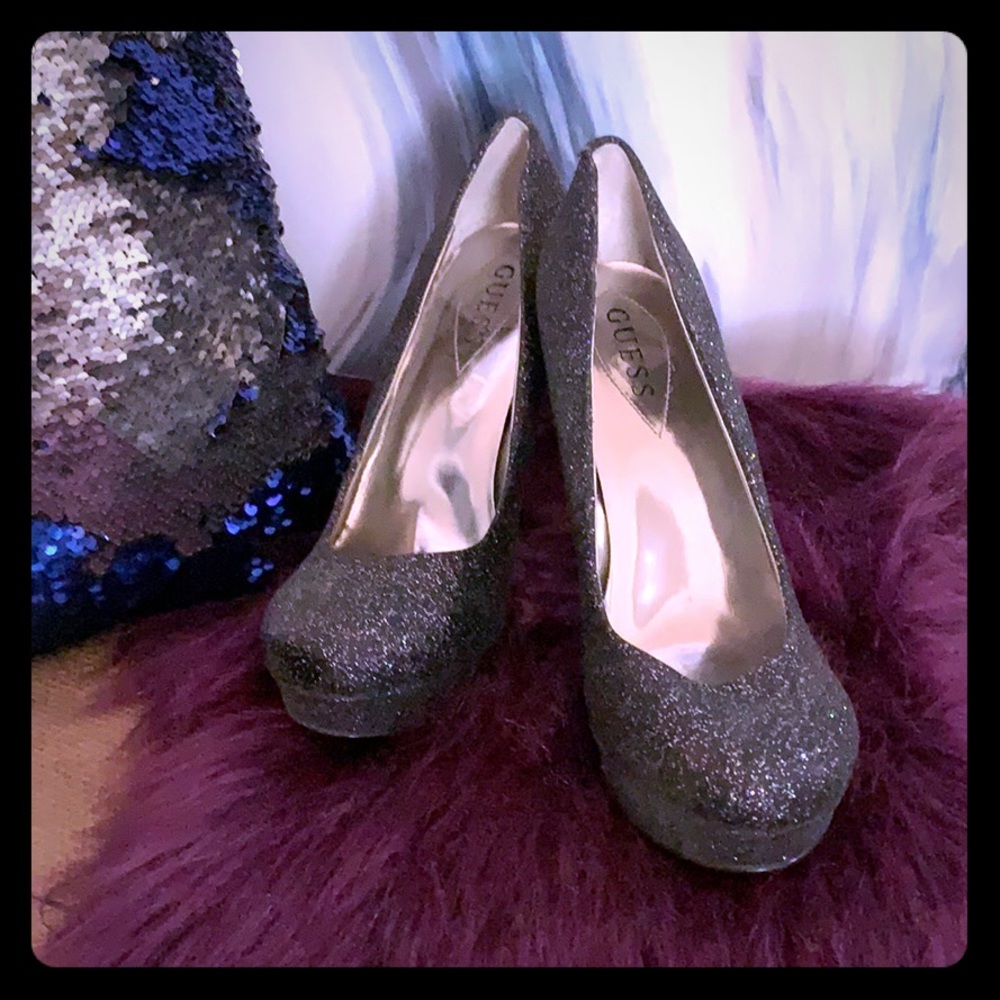 Gorgeous Guess Shimmer and Sparkle High Heels